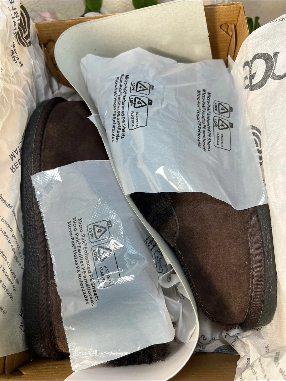 🐑Rare NWT Vintage UGG Women's Brown Suede Shearling-Lined Slip-On like small 7